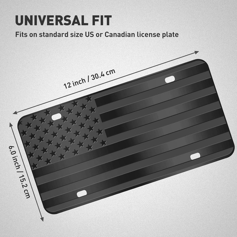 WYHCauto American Flag License Plate, Black Front Flag Decoration License Plates with 4 Holes,Aluminum Metal 3D Embossed US License Plate with Screws Caps, 6 * 12 inches Car Decor Accessory - Image 4